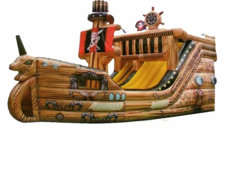 Pirate ship with flag inflatable slide