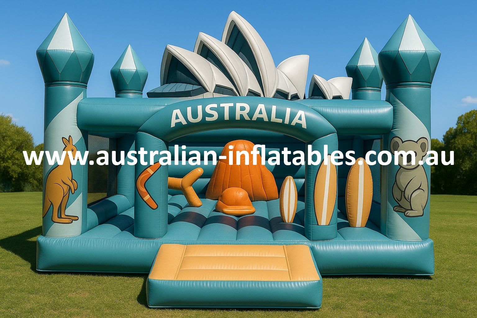Sydney Opera House Inflatable Jumping Castle with Kangaroo and Koala