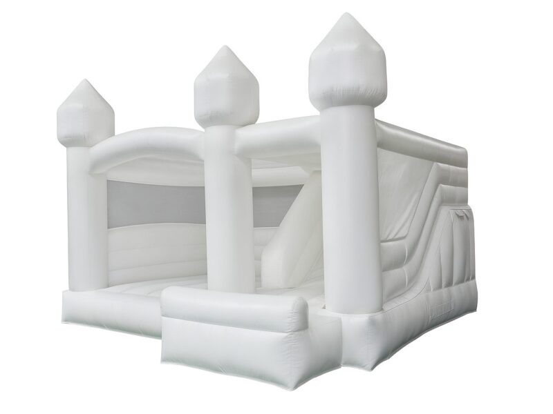 White jumping castle with slide