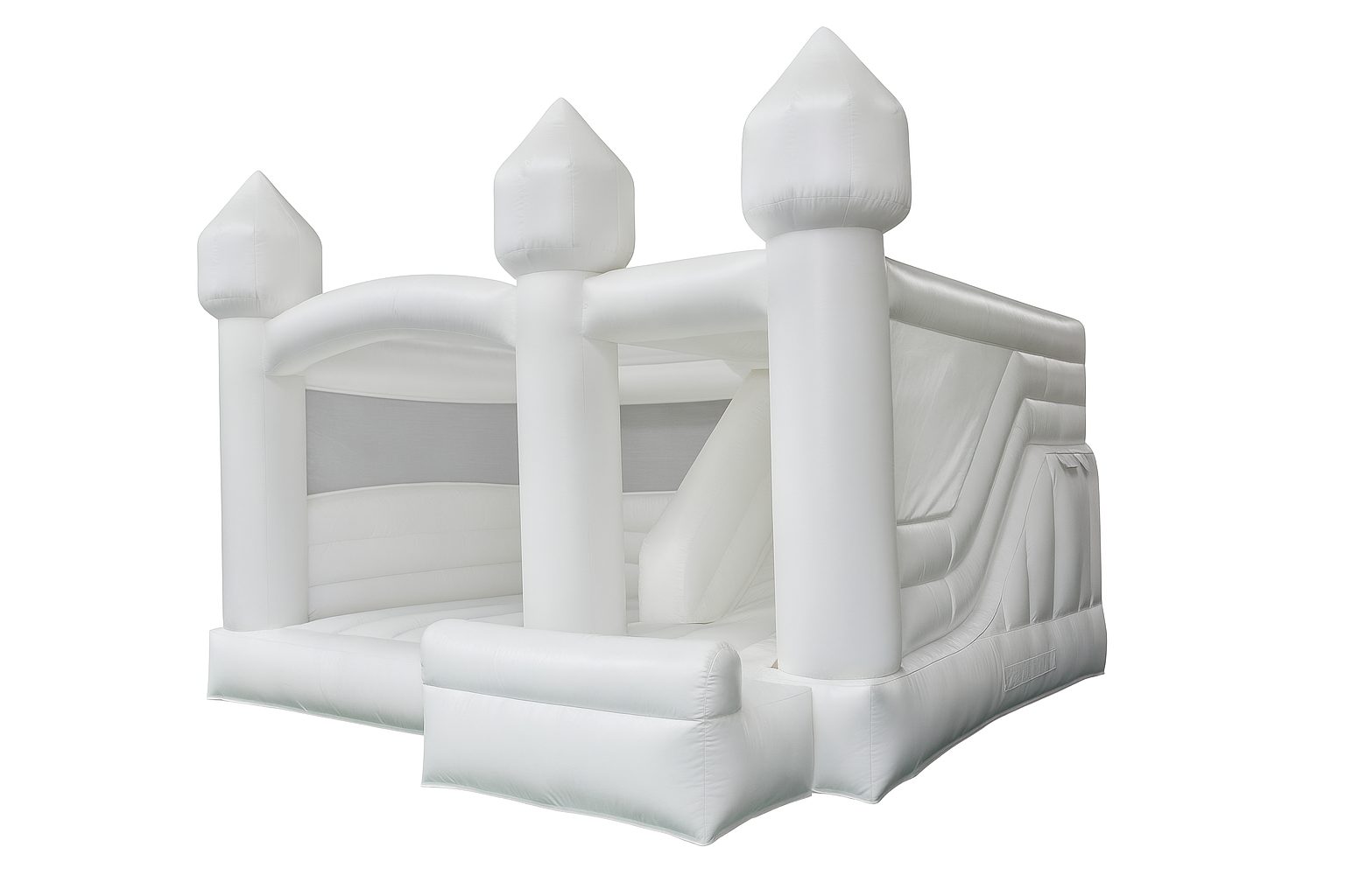White jumping castle with slide